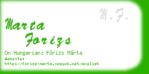 marta forizs business card