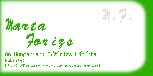 marta forizs business card